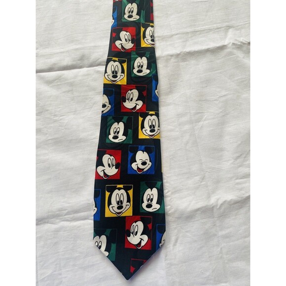 Vintage Necktie Balancine Hot Cakes Mens Neck Tie Mickey Mouse Geometric Disney - Picture 1 of 7